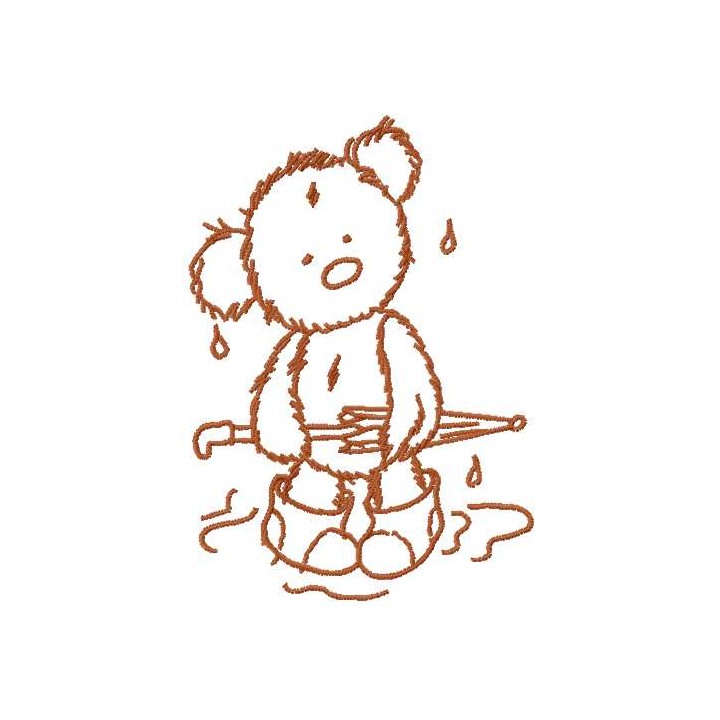 Teddy Bear rainy day embroidery design - Embroidery Design