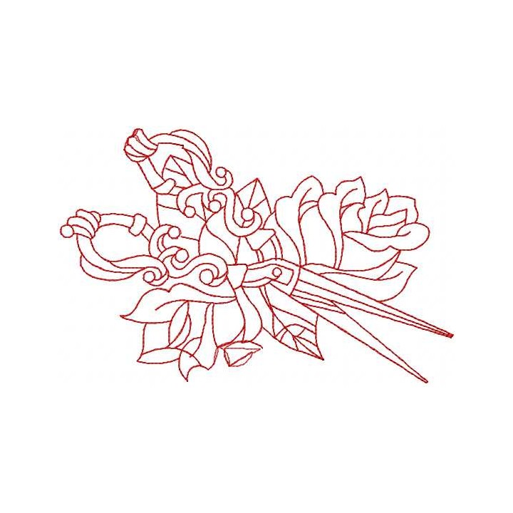 Redwork vintage scissors 1  embroidery design - Embroidery Design