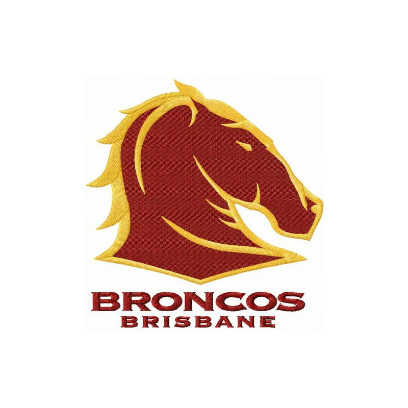 Brisbane Broncos logo embroidery design preview showcasing the intricate stitching for rugby enthusiasts.