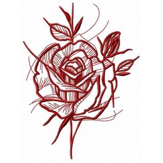 Prickly rose sketch 2 embroidery design - Embroidery Design