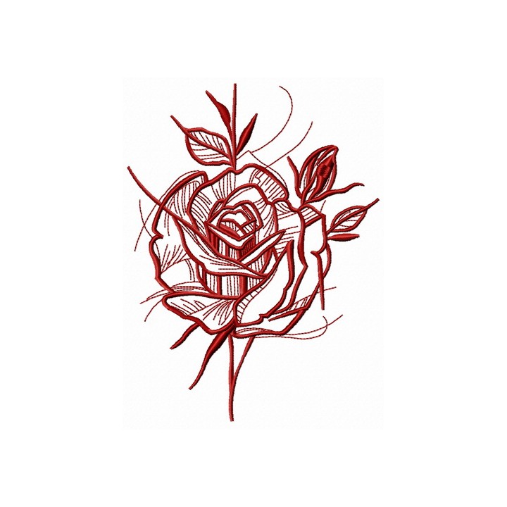 Prickly rose sketch 2 embroidery design - Embroidery Design