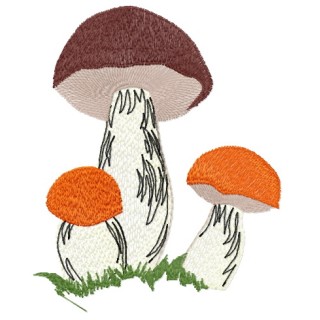 Three mushrooms embroidery design - Embroidery Design