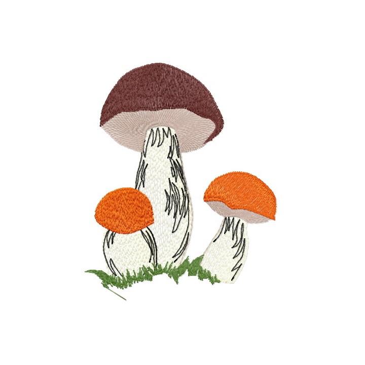 Three mushrooms embroidery design - Embroidery Design