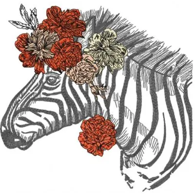 Preview of a Modern Zebra embroidery design, showcasing intricate details and vibrant patterns for stitching on various fabr…