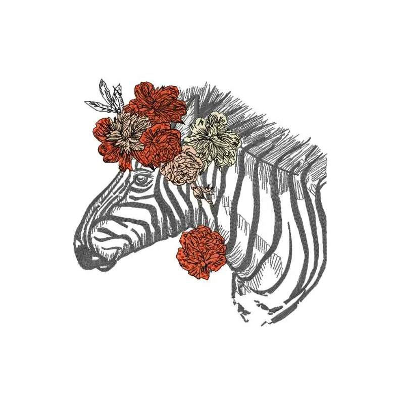 Preview of a Modern Zebra embroidery design, showcasing intricate details and vibrant patterns for stitching on various fabr…