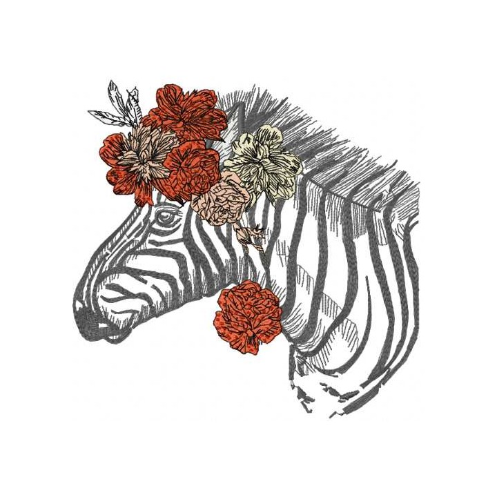 Modern Zebra embroidery design - Embroidery Design