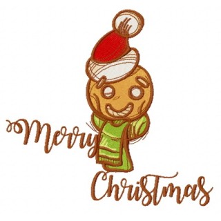 Christmas gingerbread man head embroidery design - Embroidery Design