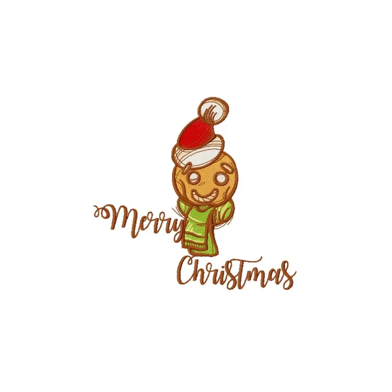 Preview of a Christmas gingerbread man head embroidery design, showcasing a festive and whimsical stitched motif.
