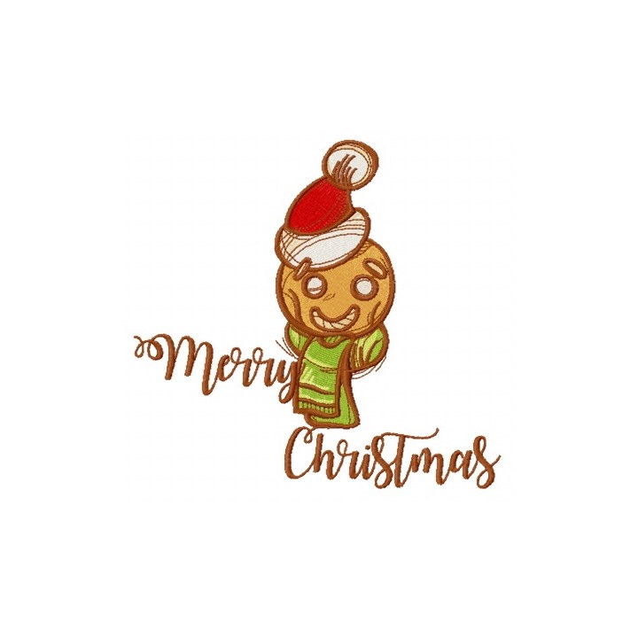 Christmas gingerbread man head embroidery design - Embroidery Design