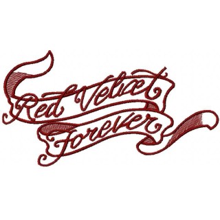 Ribbon red velvet forever embroidery design - Embroidery Design