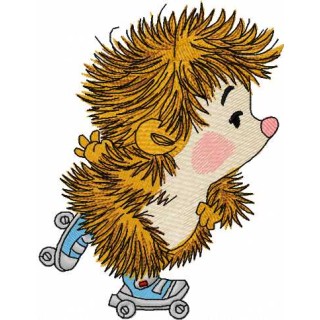 Hedgehog roller skating embroidery design - Embroidery Design