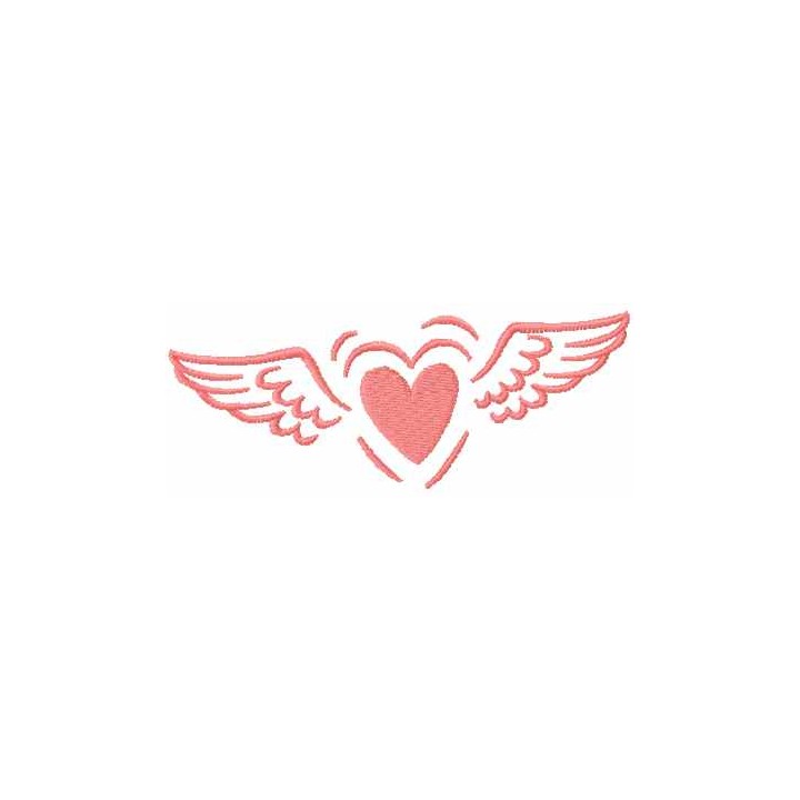 Heart with wings embroidery design - Embroidery Design