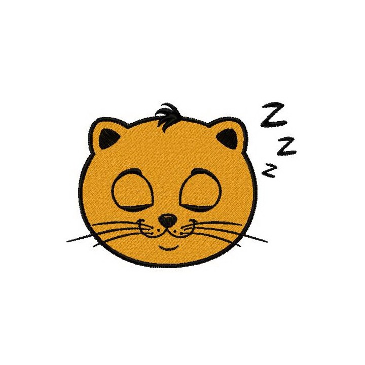 Cat sleepy face embroidery design - Embroidery Design