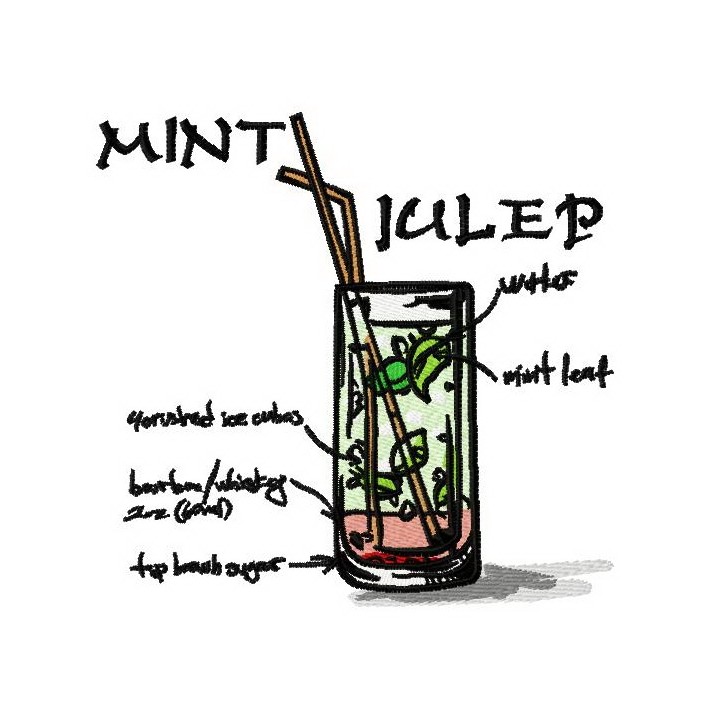 Mint julep cocktail embroidery design - Embroidery Design