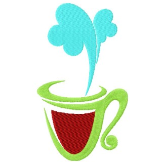 Hot coffee mug embroidery design - Embroidery Design