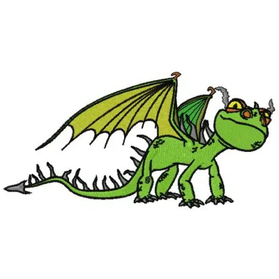 Grumpy dragon embroidery design featuring a whimsical dragon character from How to Train Your Dragon collection.