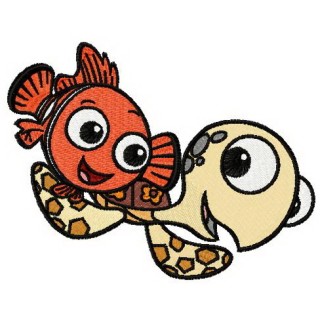 Nemo and Squirt embroidery design - Embroidery Design