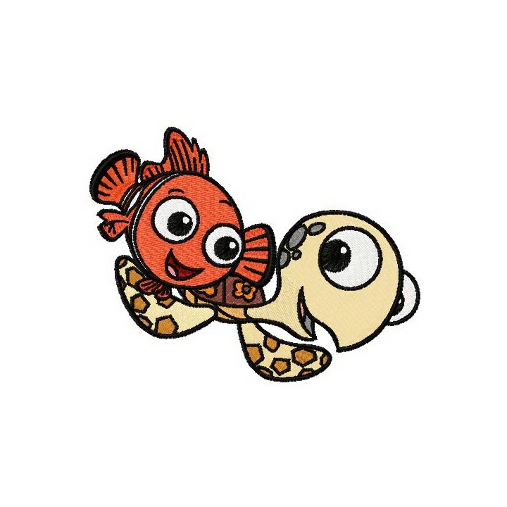 Nemo and Squirt embroidery design - Embroidery Design