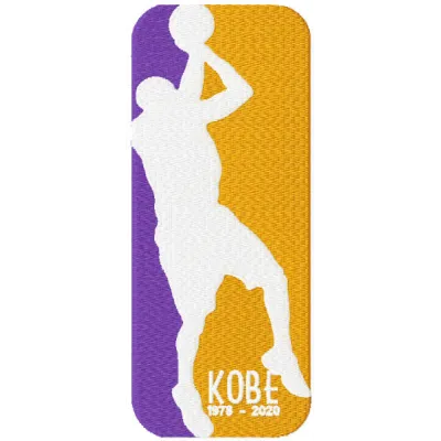 Kobe Bryant legend embroidery design showcasing a detailed stitched motif for Los Angeles Lakers fans.