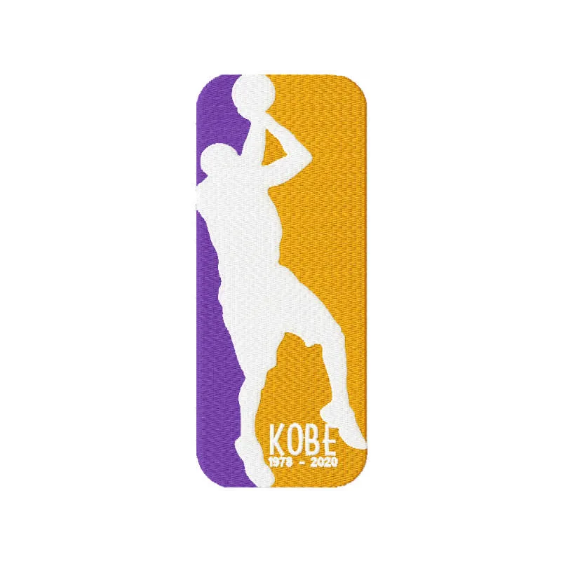Kobe Bryant legend embroidery design showcasing a detailed stitched motif for Los Angeles Lakers fans.