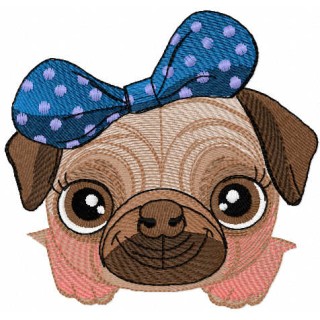 Cute little pug dog embroidery design - Embroidery Design