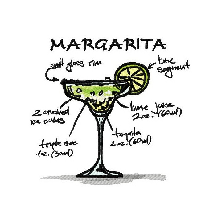 Margarita cocktail embroidery design - Embroidery Design