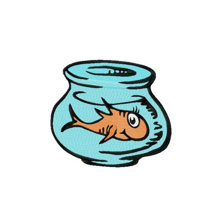 Orange fish in aquarium embroidery design - Embroidery Design