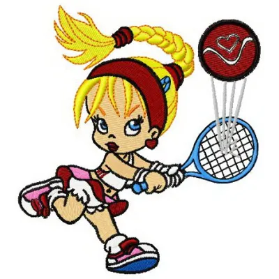 Betty Boop tennis player embroidery design preview showcasing a playful stitched motif for creative projects.