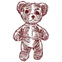 Embroidery design preview of an old bear toy stitched motif, showcasing vintage charm for creative projects.