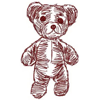 Embroidery design preview of an old bear toy stitched motif, showcasing vintage charm for creative projects.