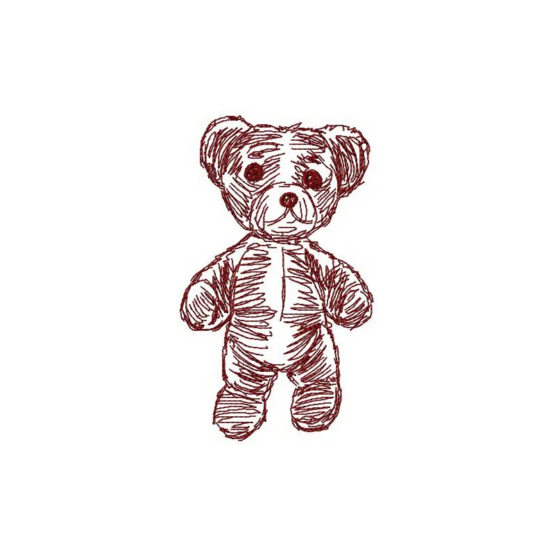 Embroidery design preview of an old bear toy stitched motif, showcasing vintage charm for creative projects.