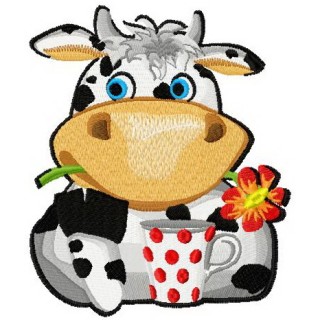 Lovely cow embroidery design - Embroidery Design