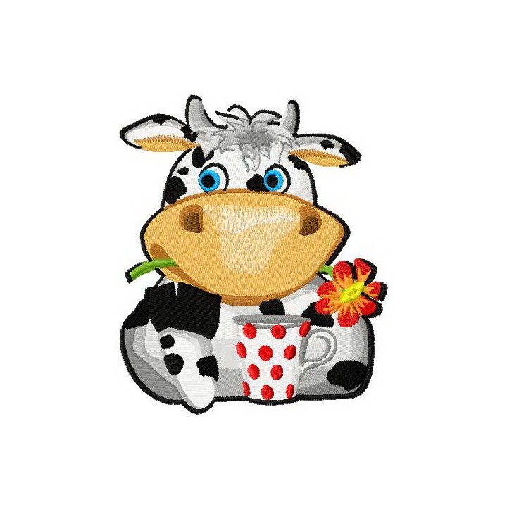 Lovely cow embroidery design - Embroidery Design