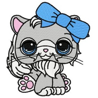 Littlest Pet shop sad cat embroidery design - Embroidery Design