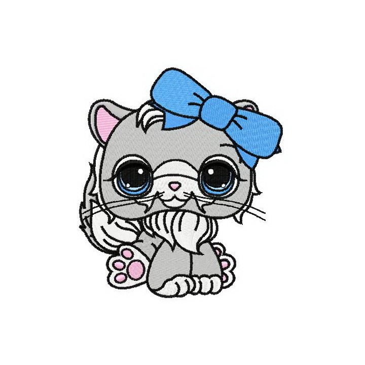 Littlest Pet shop sad cat embroidery design - Embroidery Design