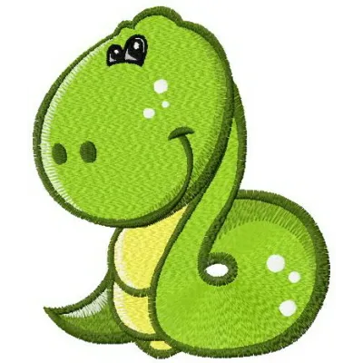 Tiny snake embroidery design showcasing a delicate reptile motif, perfect for embellishing various fabric items.