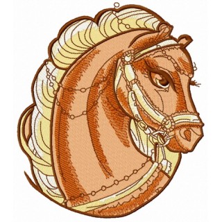 Brown circus horse head embroidery design - Embroidery Design