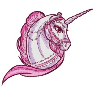 Sad pink unicorn embroidery design - Embroidery Design