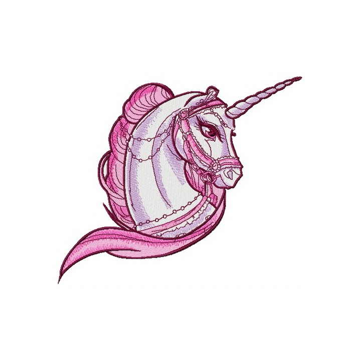 Sad pink unicorn embroidery design - Embroidery Design