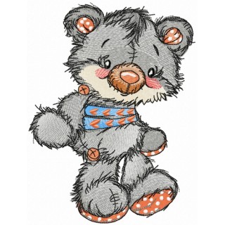 Old sad bear toy embroidery design - Embroidery Design