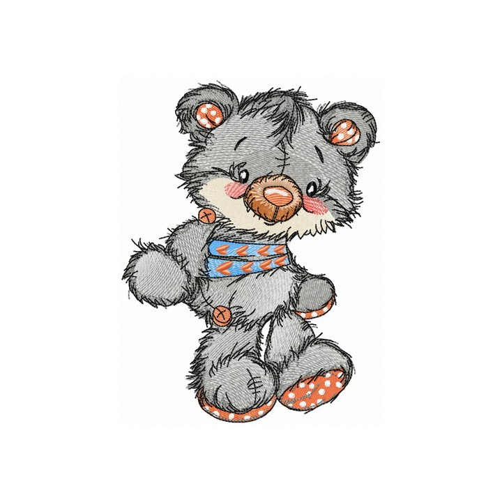 Old sad bear toy embroidery design - Embroidery Design