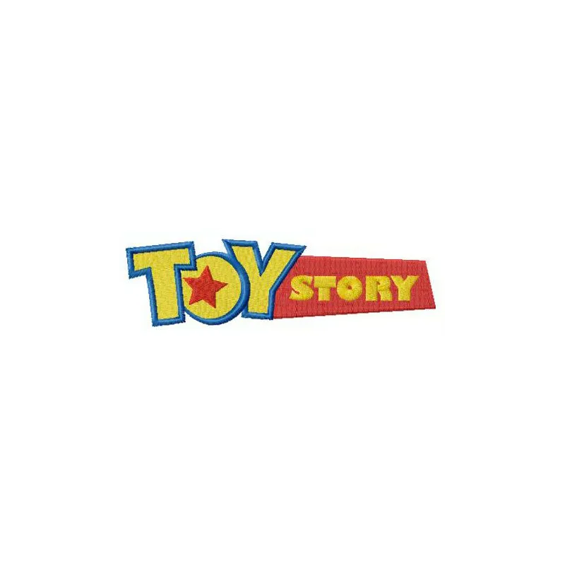 Preview of Toy Story logo embroidery design, showcasing colorful stitching patterns for creative projects.