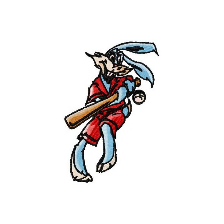 Baseball bunny embroidery design - Embroidery Design