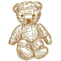 Embroidery design preview of an old bear toy motif for stitching on baby onesies or children's items.