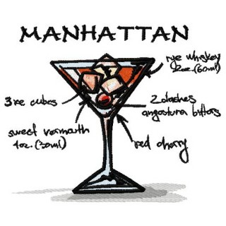 Manhattan cocktail embroidery design - Embroidery Design