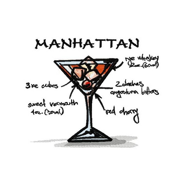 Manhattan cocktail embroidery design - Embroidery Design