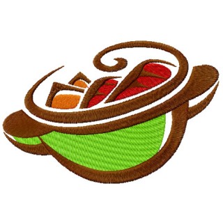 Oriental casserole embroidery design - Embroidery Design