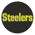 Pittsburgh Steelers round logo embroidery design for American football enthusiasts, showcasing detailed stitching patterns.