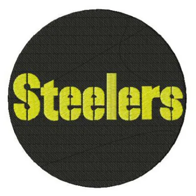 Pittsburgh Steelers round logo embroidery design for American football enthusiasts, showcasing detailed stitching patterns.
