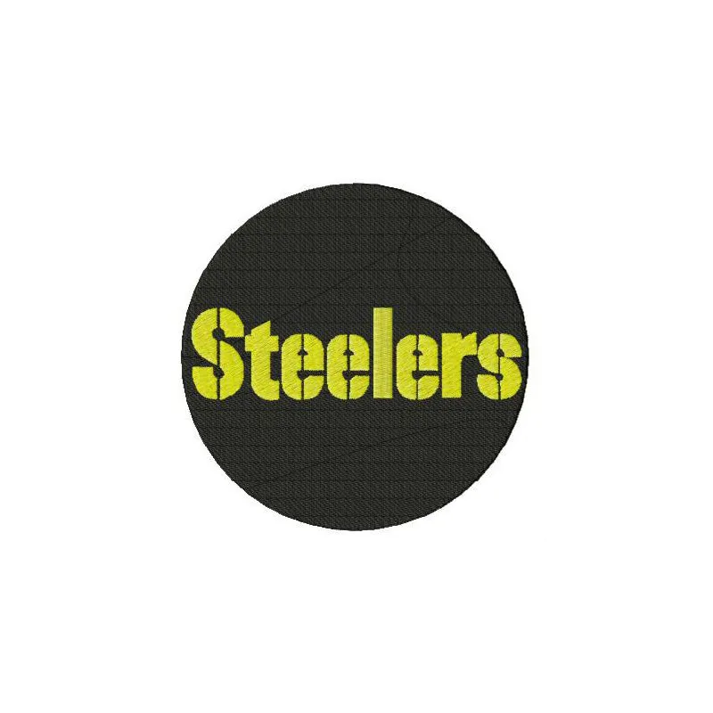 Pittsburgh Steelers round logo embroidery design for American football enthusiasts, showcasing detailed stitching patterns.